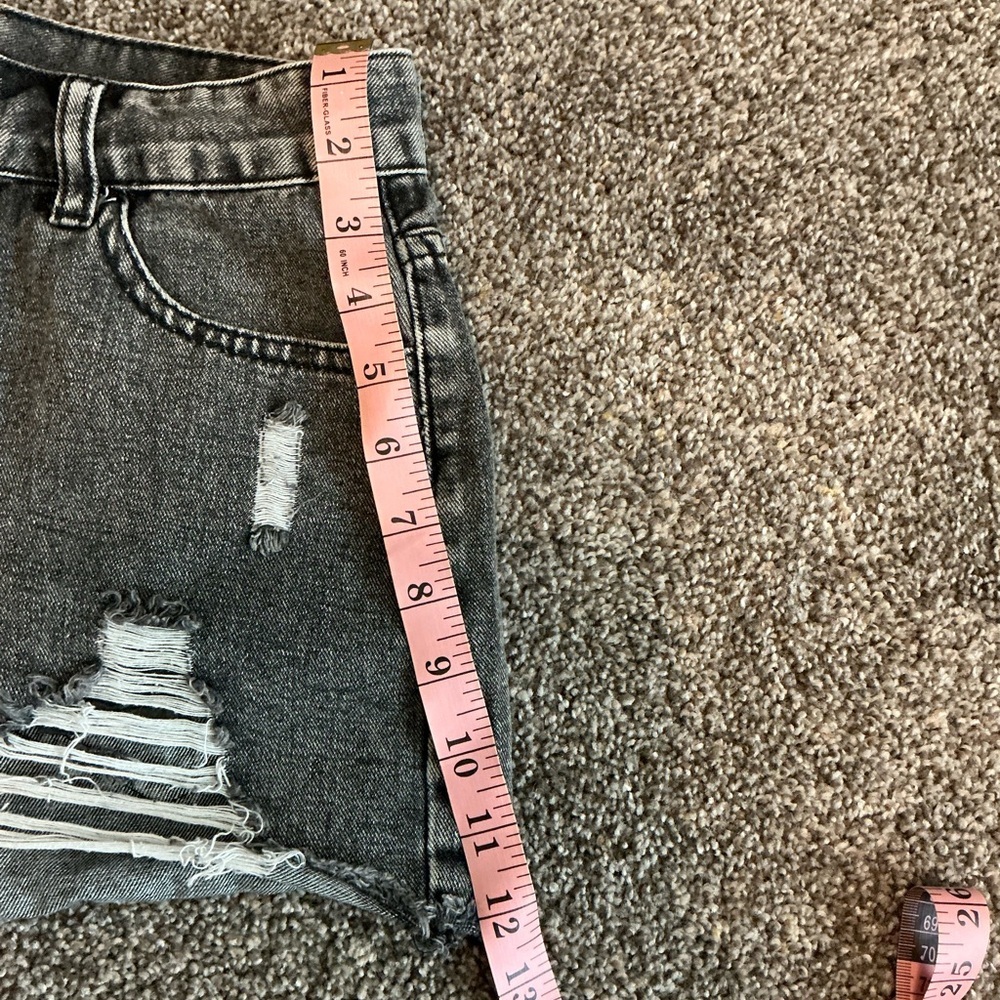 SHEIN Black Distressed Jean Shorts High-Waisted - Picture 5 of 5